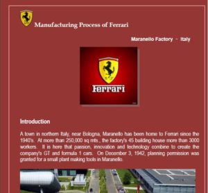 Manufacturing Process of Ferrari