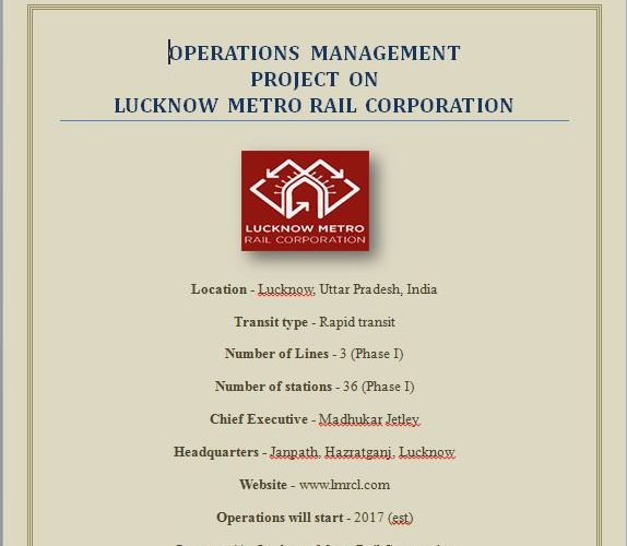 Project on Lucknow Metro Rail Corporation