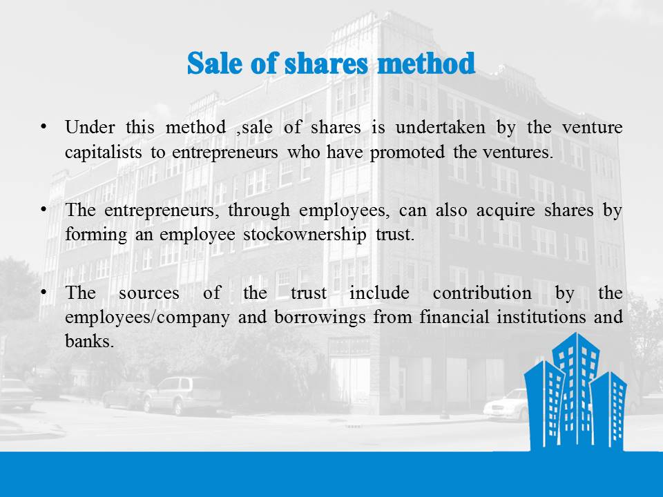 Sale of Shares Method