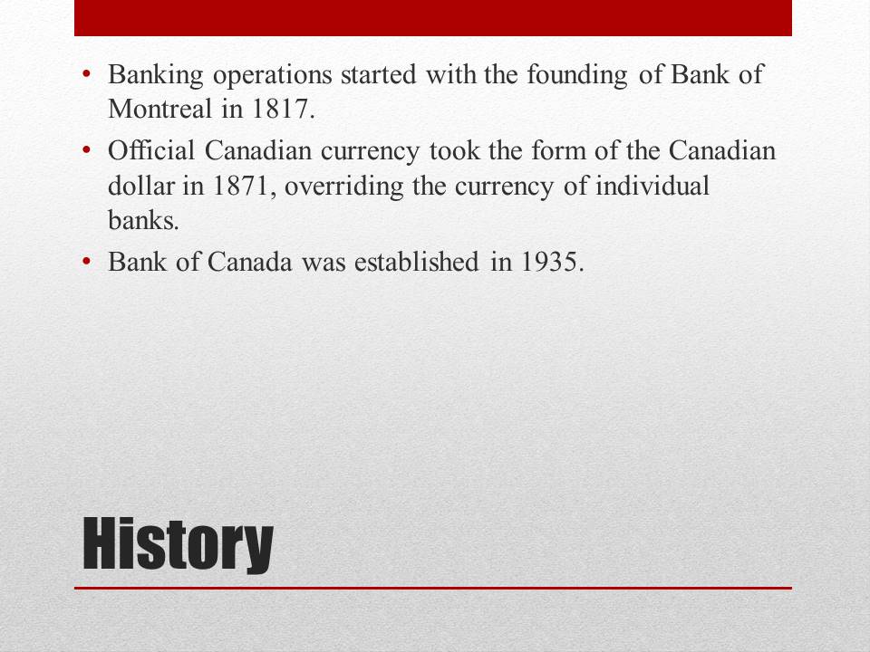 Banking System of Canada history