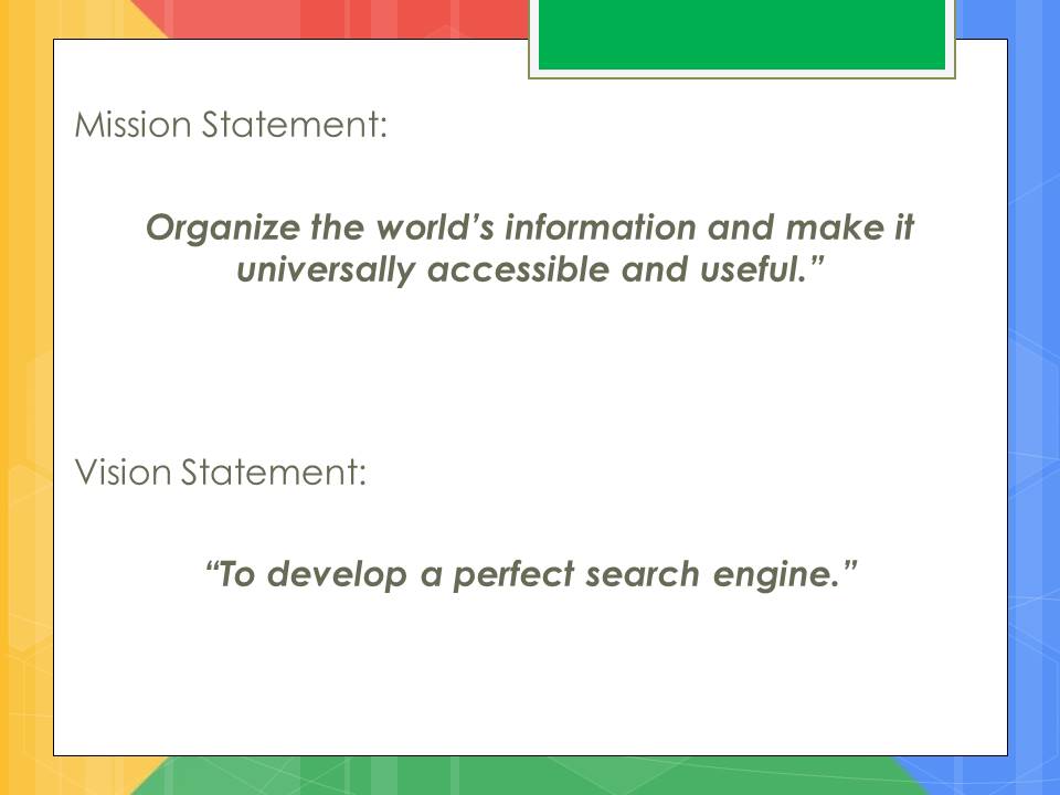 Google mission and vision statement