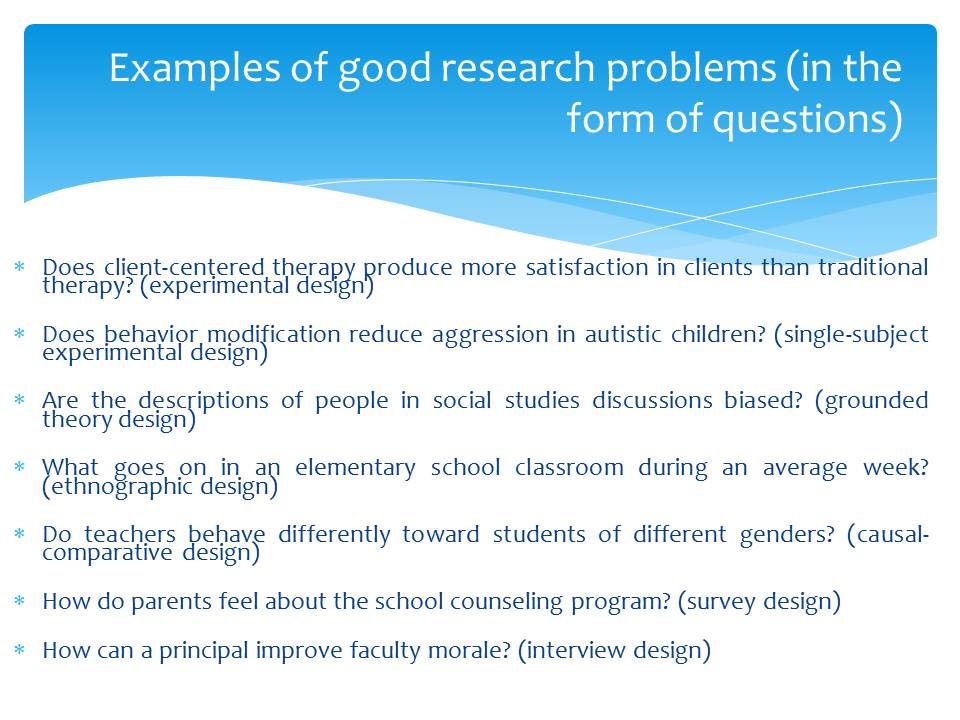 example of research problem about students