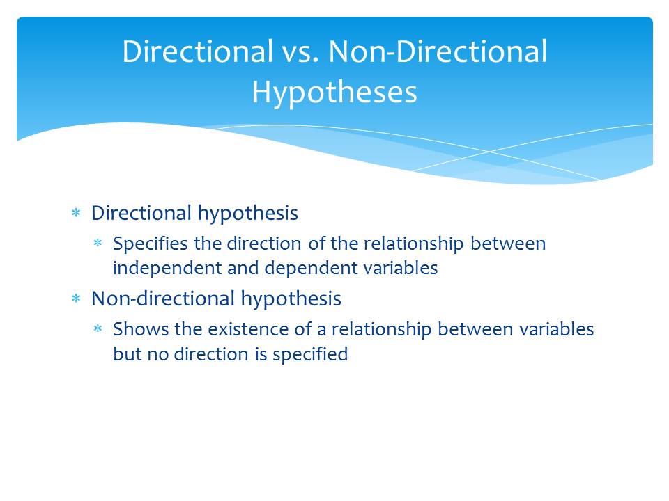 directional and non directional hypothesis example in research