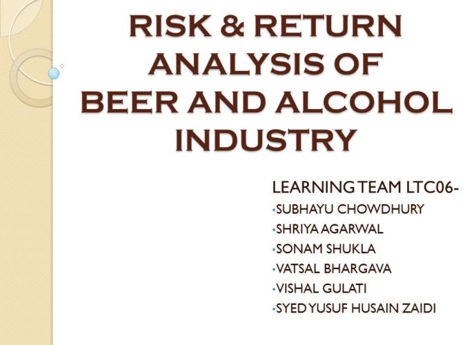 RISK AND RETURN ANALYSIS OF BEER AND ALCOHOL INDUSTRY