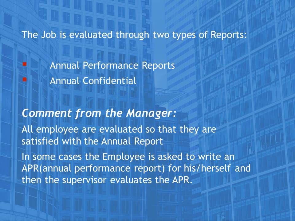 Job evaluation report