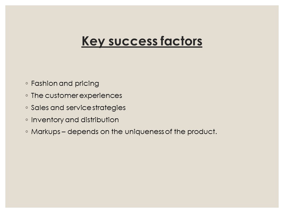 Success factors apparel industry